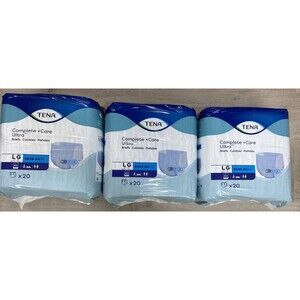 TENA Complete + Care Ultra Briefs Large 60 Count Lot of 3 Packs New Sealed